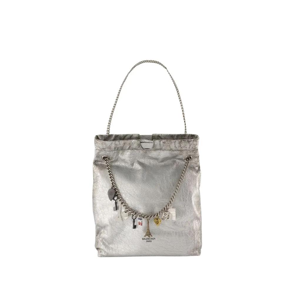 Balenciaga Shopper - Crush Tote M Shoulder Bag - Leather - Silver - für Damen