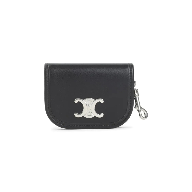 Celine Clutch Nano Besace Triomphe Keyring In Black Calf Leather Black