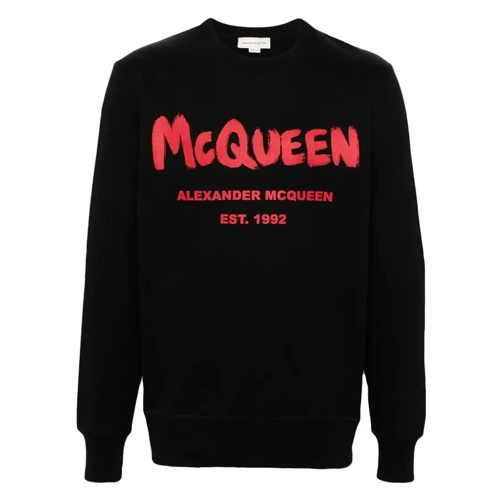 Alexander McQueen Sweatshirt With Logo Print Black Sweatshirts