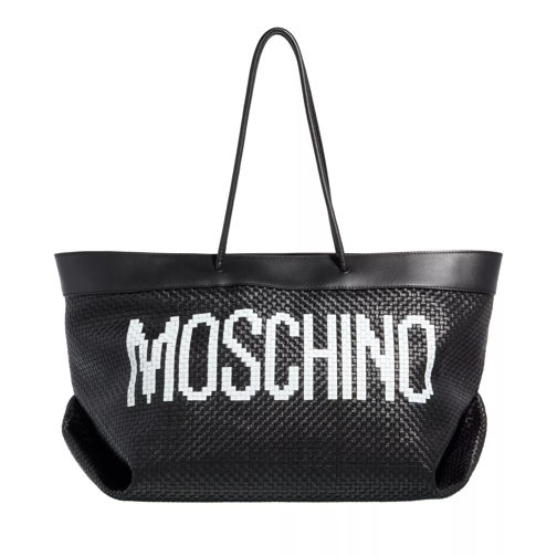 Moschino Black & White Shoulder Bag Fantasy Print Black Shoppingväska