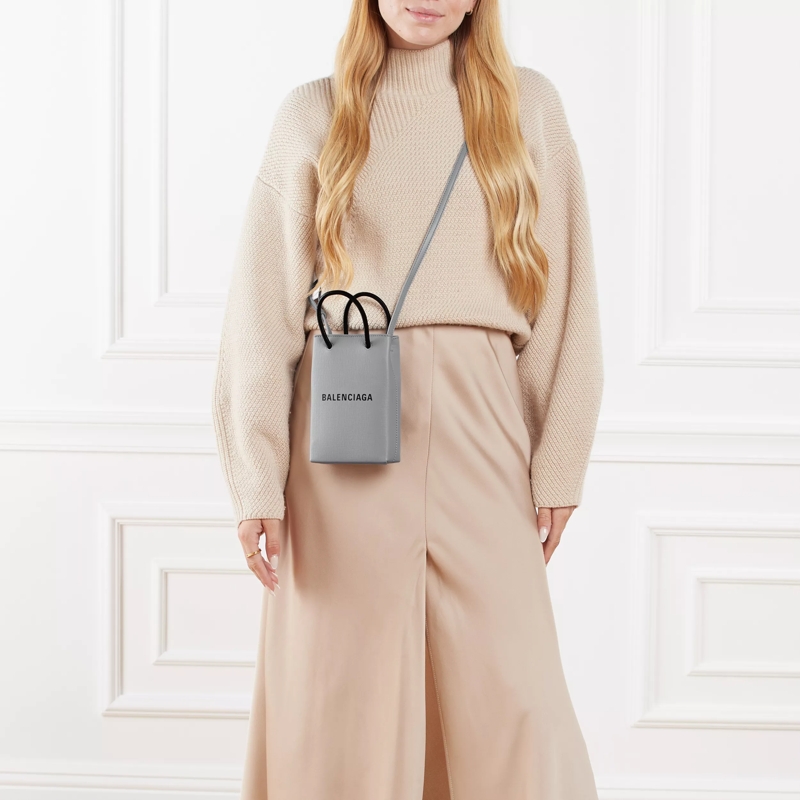 Balenciaga Crossbody Bag Black Front Logo Top Handle Bag Grey(Image 2)