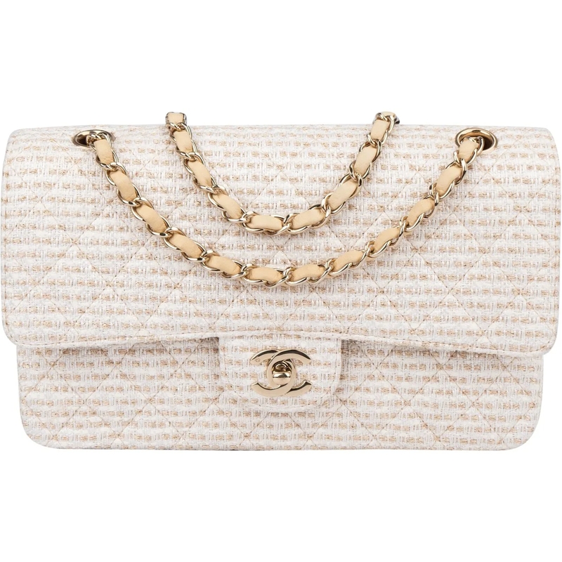 Chanel Schultertasche Chanel Quilted Tweed 24K Gold Medium Double Flap C mehrfarbig