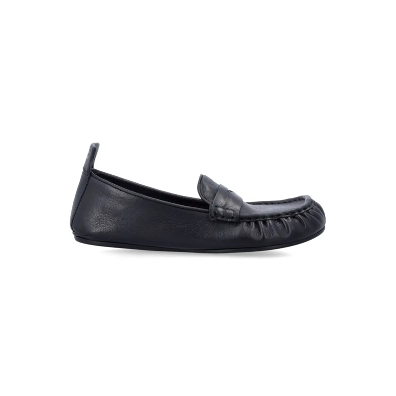 Acne Studios Balletschoenen Oiled Calf Leather Loafers With Round Toe And Gath Black
