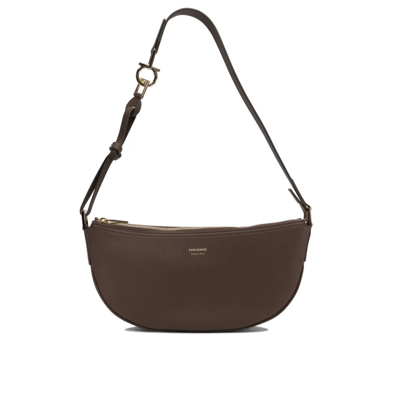 Salvatore Ferragamo Schultertasche Textured Leather Shoulder Bag Brown