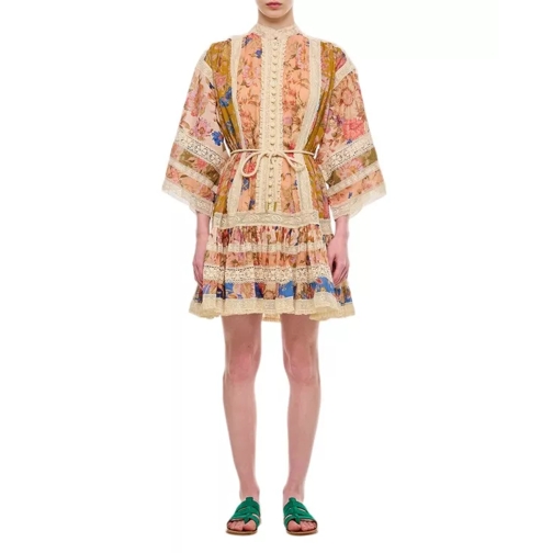 Zimmermann August Lace Trimmed Mini Cotton Dress Multicolor 