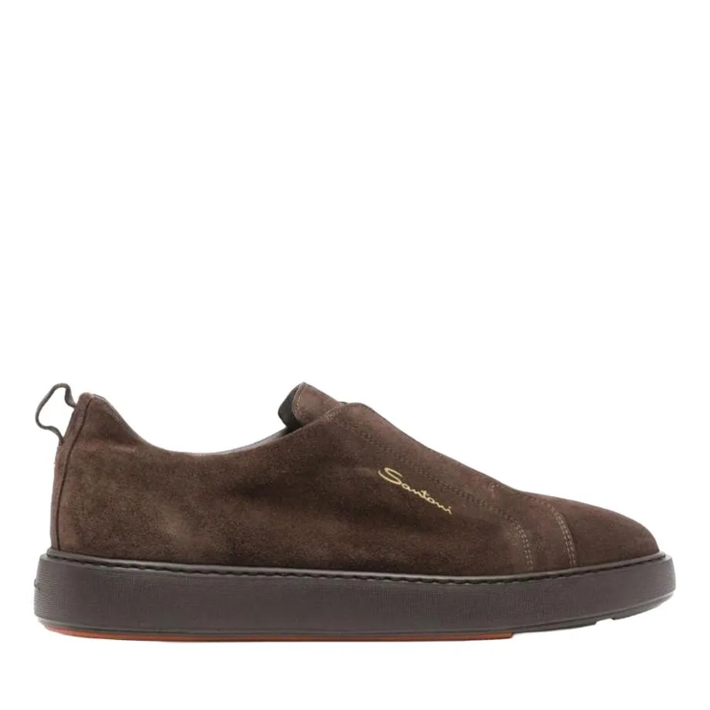 Santoni Mocassin Sneaker Con Logo Brown