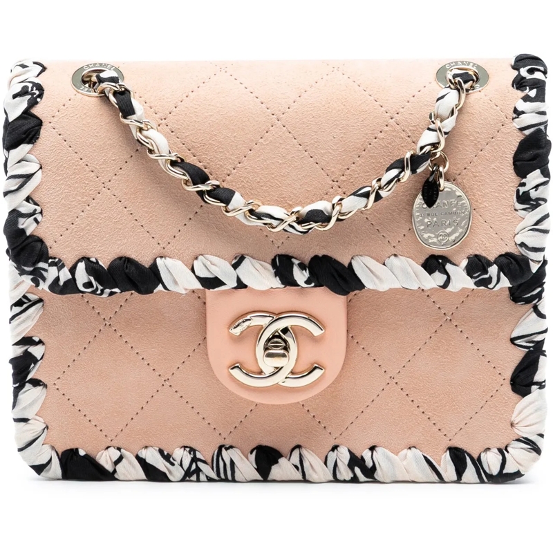 Chanel Sac à bandoulière Mini Quilted Suede Braided My Own Frame Flap braun