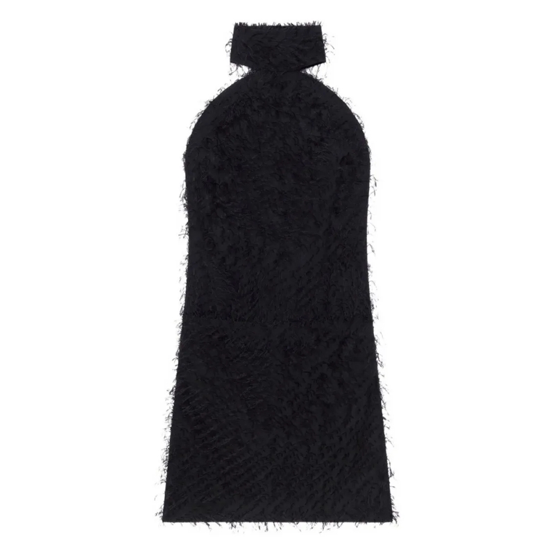 Courrèges Mini-jurk Fringed Black Mini Dress Black