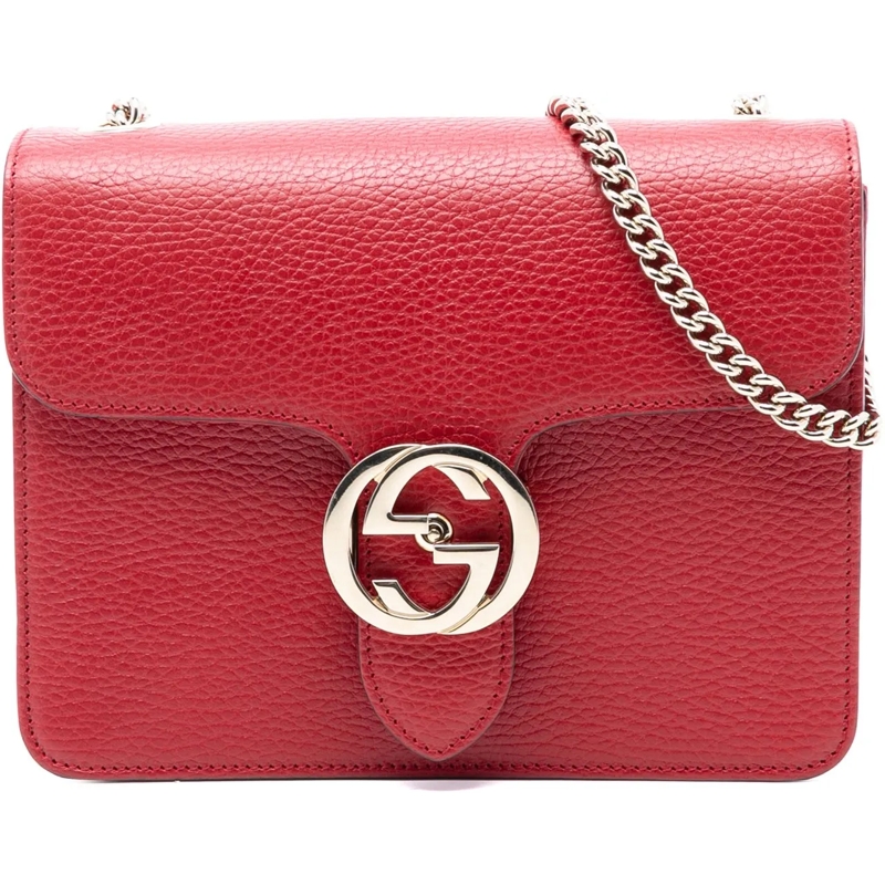 Gucci Schultertasche Small Dollar Calfskin Interlocking G Crossbody rot