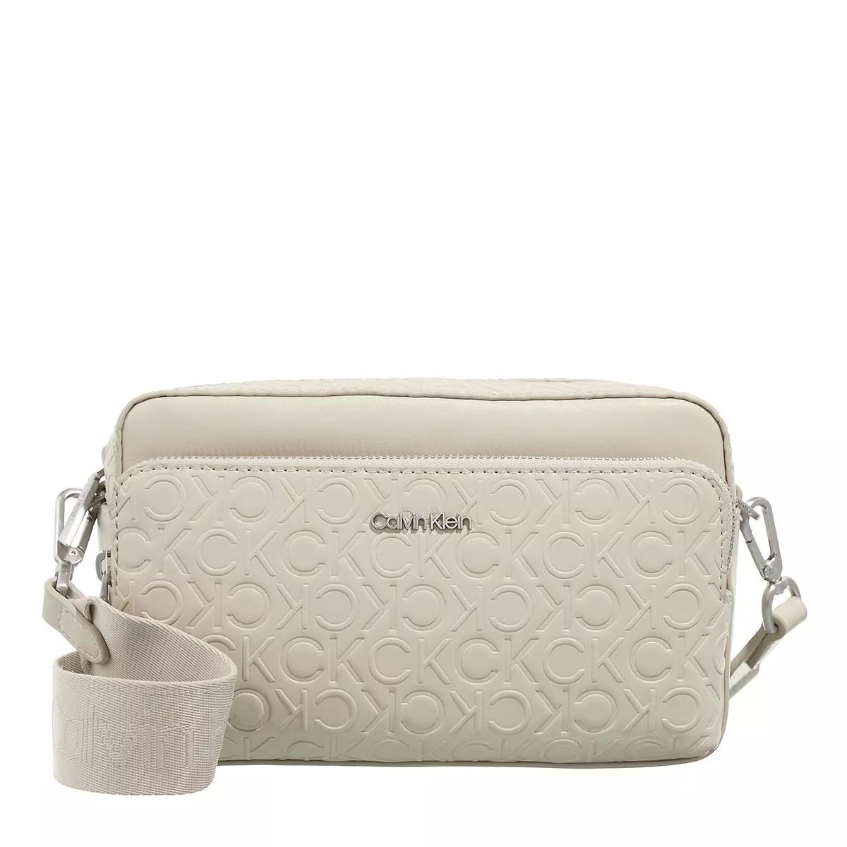 Calvin Klein Signature Print Beige Crossbody Bag