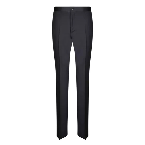 Canali Black Mohair Fabric Trousers Black 