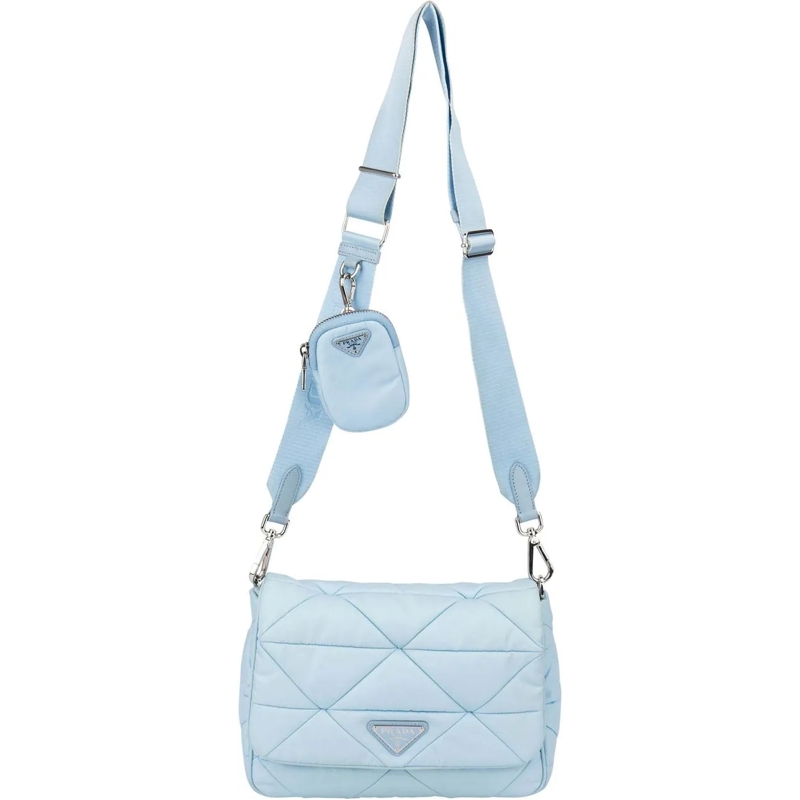Prada Schultertasche Prada Quilted Baby Blue Nylon Triangle Re-Edition  blau