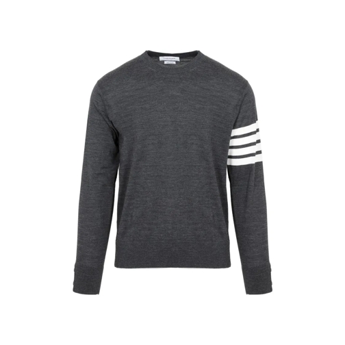 Thom Browne Pull Dark Gray Wool 4-Bar Pullover Grey