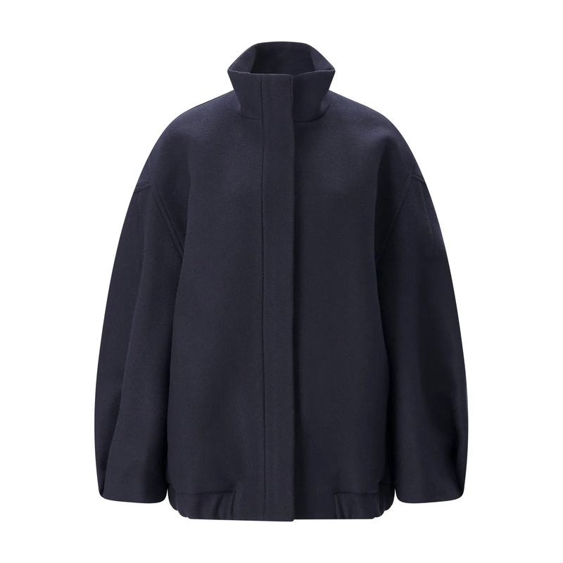 Dries Van Noten jas Jacke Voles aus Woll-Mix dunkelblau