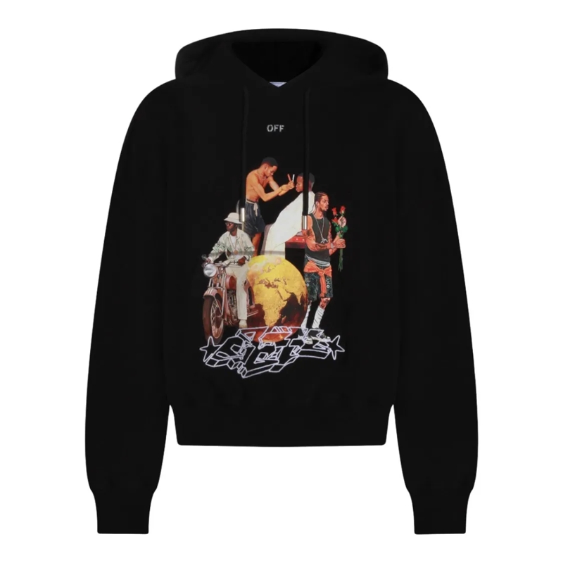 Off-White  Graphic Black Hoodie With Artistry Black