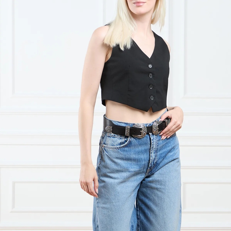 Golden Goose Ledergürtel Double Buckle Belt Black(Image 2)