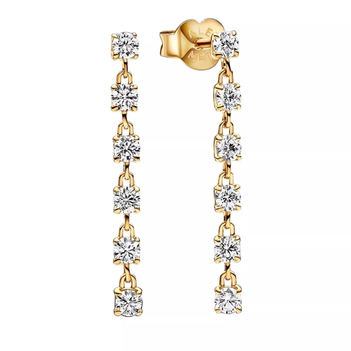 Pandora 14k Gold-plated drop earrings withcubic zirconia Clear Ring