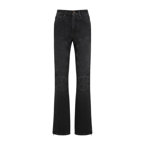 Jean Paul Gaultier Jeans Denim Jeans With Lacing And Knee Bonding Detail Black