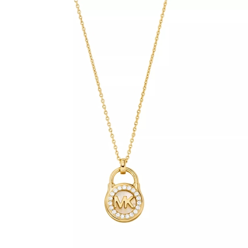 Michael Kors 14K Lock Pendant Necklace Gold Collier court