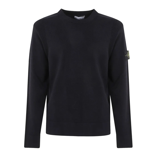 Stone Island Pullover Navy Blue Wool Sweater Blue