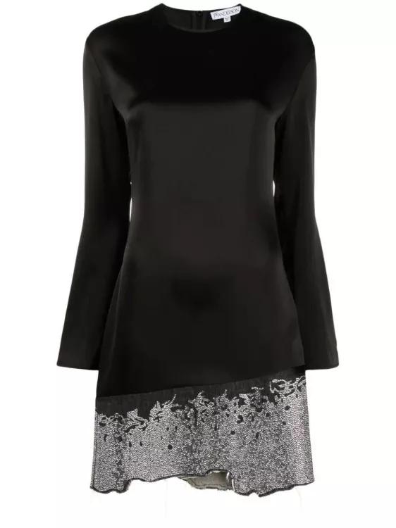 J.W.Anderson - Glitter-Embellished Satin Minidress - Größe 6 - black