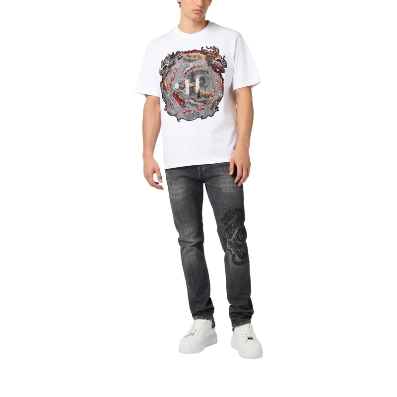 Philipp Plein T-Shirt Round Neck T-Shirt Dragon weiss(Image 3)