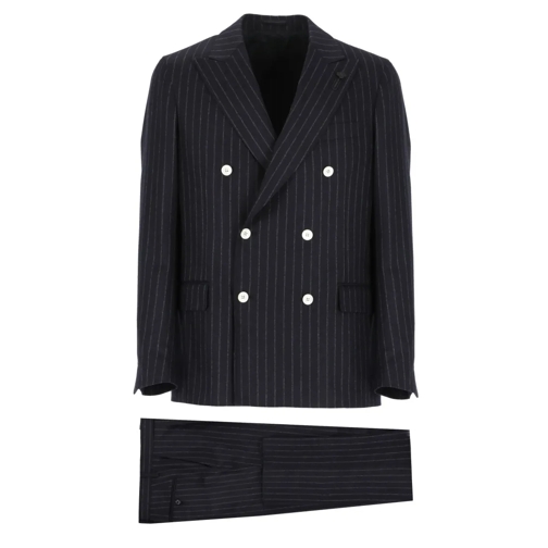 Lardini Anzugkombinationen Wool Two-Piece Pinstripe Set Blue