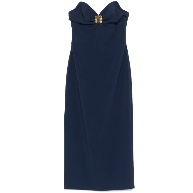 Elisabetta Franchi Robe midi Strapless Midi Dress With Side Slit Blue