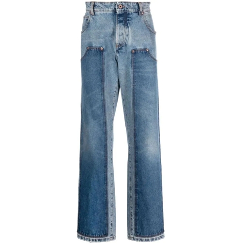 Balmain Jeans Hybrid Panelled Straight-Leg Denim Jeans Blue