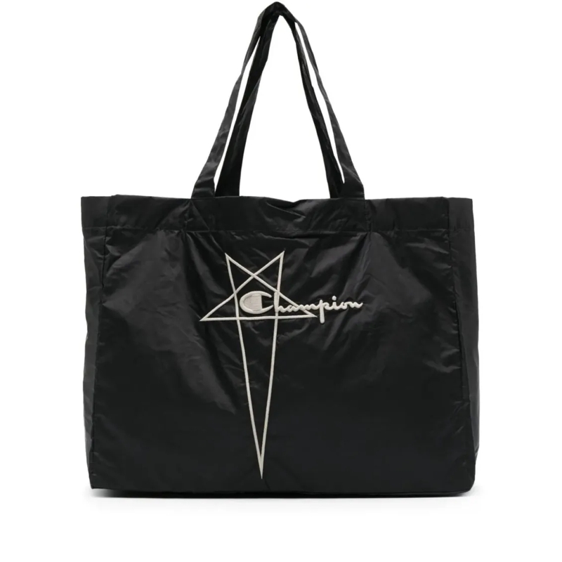 Rick Owens Fourre-tout Black Nylon Tote Bag With Iconic Logo Black