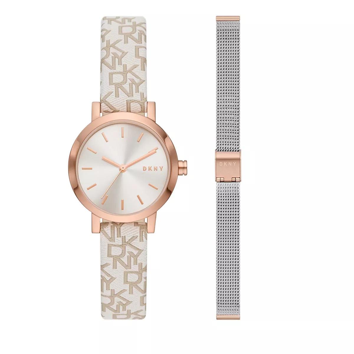 DKNY Soho Three Hand Stainless Steel Watch Set Rose Gold Automatikuhr