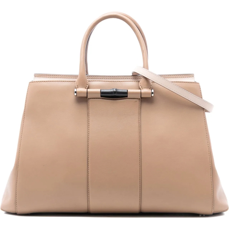 Gucci Schultertasche Leather Lady Bamboo Satchel braun