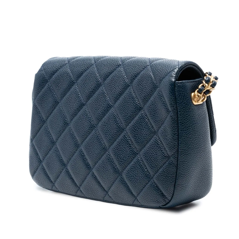 Chanel Schultertasche Mini Quilted Caviar Chain Soul Flap blau