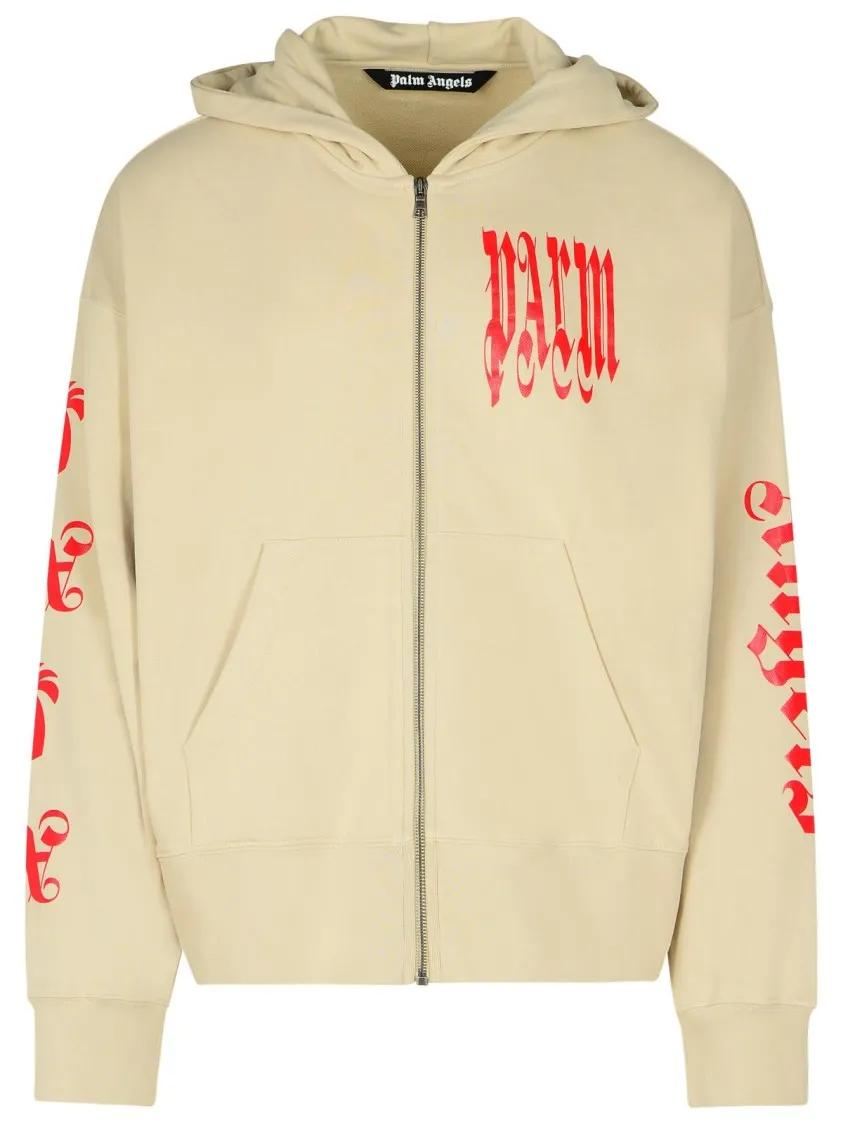 Palm Angels - Beige Cotton Sweatshirt - Größe M - beige