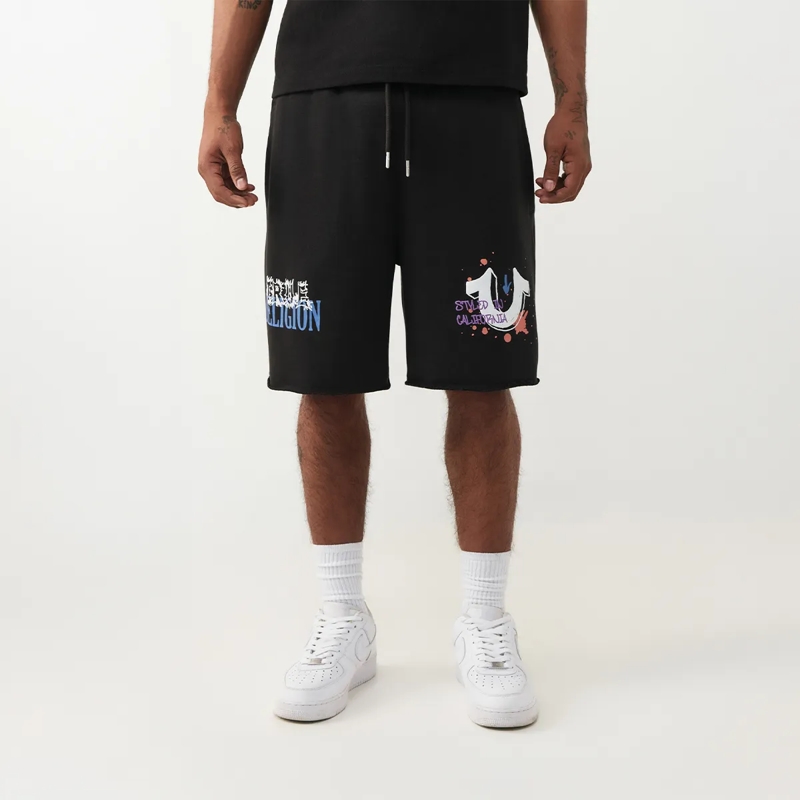 True Religion Shorts - Terry Short- Lockerer Schnitt- Lässiges Trageg schwarz(Image 6)
