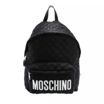 All-Over Logo Multi-Pocket Backpack Unisex Black Moschino