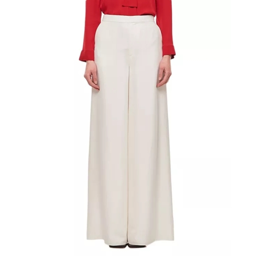 Ralph Lauren Elaine Full Length Silk Trousers White 