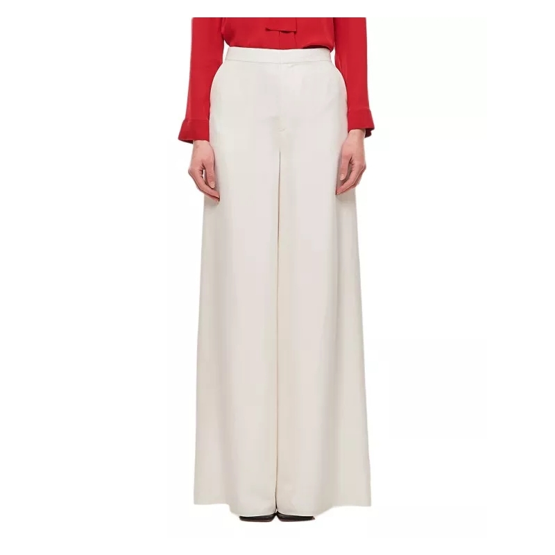 Ralph Lauren  Elaine Full Length Silk Trousers White