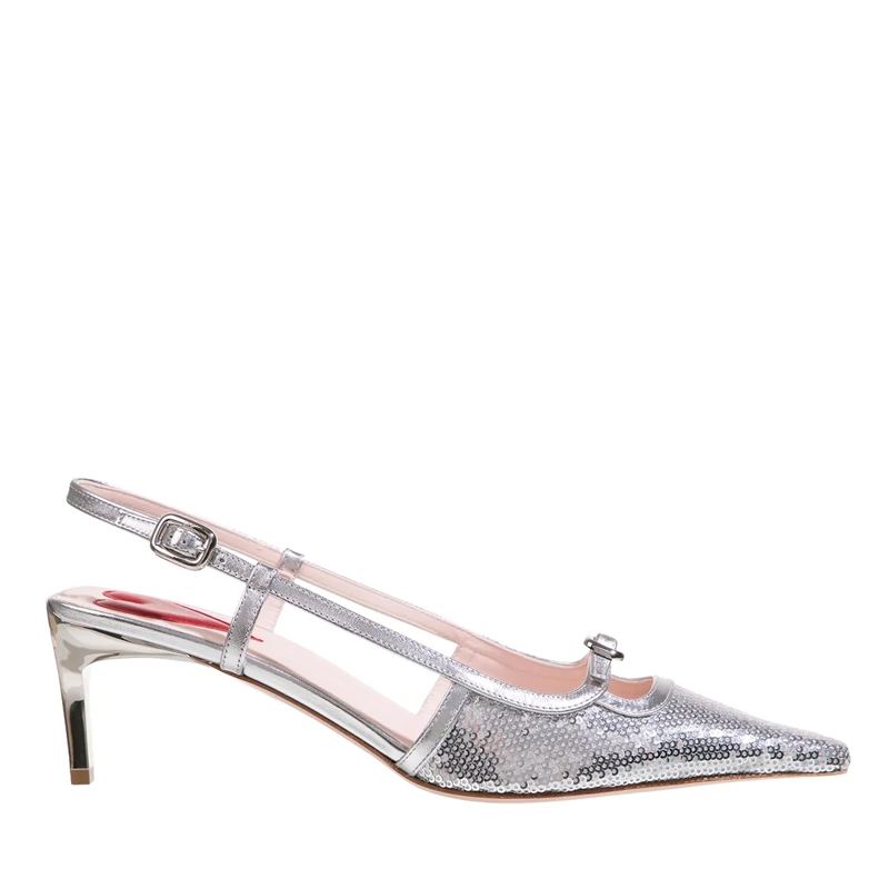 Roger Vivier Pumps Mini Buckle Sling Back Argento