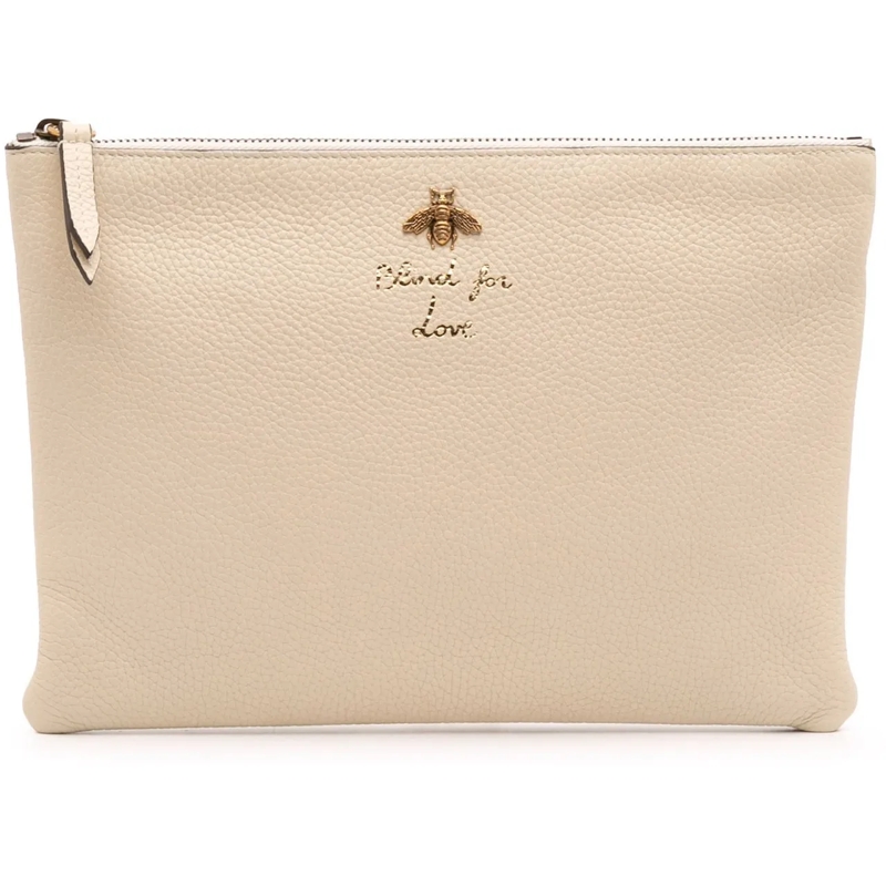 Gucci Pochette Leather Blind For Love Clutch weiß
