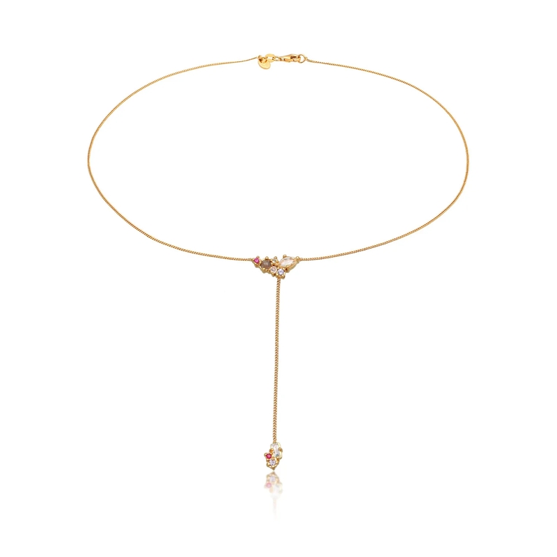 Elli Mittellange Halskette Halskette Y-Kette Amethyst Topas Saphir 925 Sterli gold
