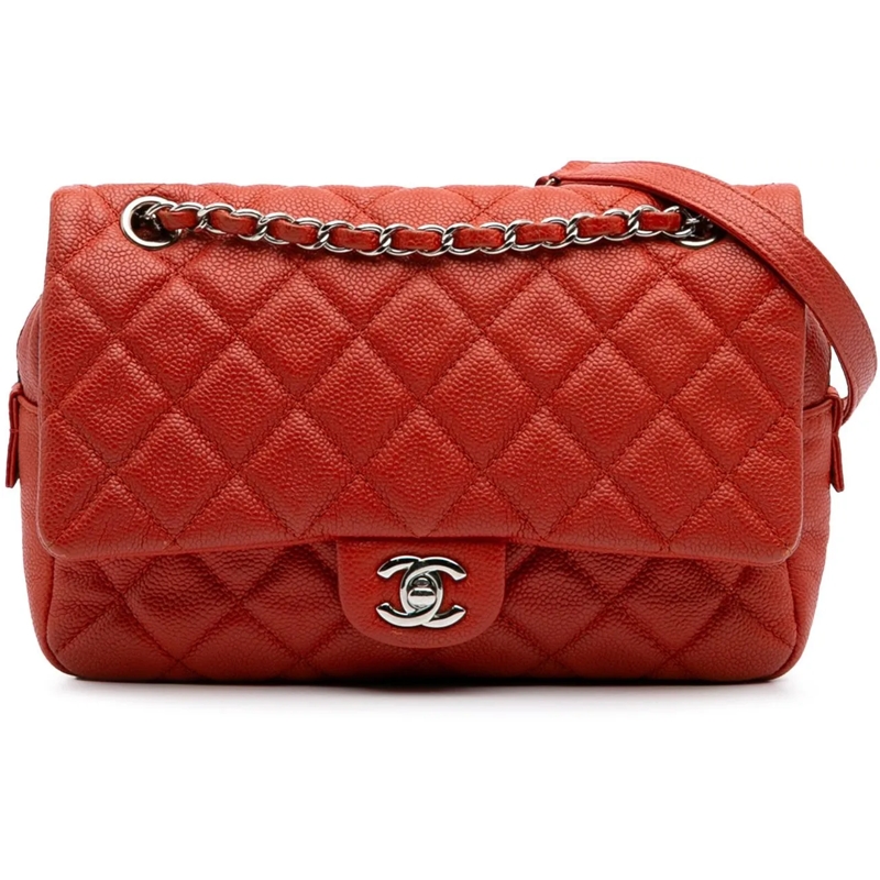 Chanel Sac à bandoulière Medium Quilted Caviar Easy Flap orange