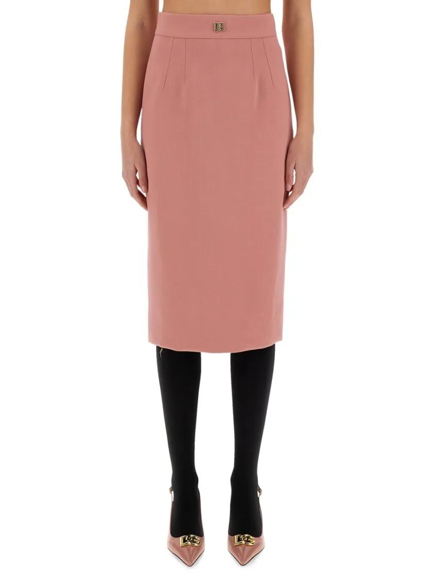 Thumbnail - Dolce&Gabbana - Dg Logo Longuette Pencil Skirt - Größe 40 - pink
