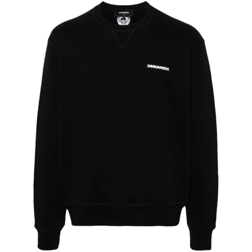 Dsquared2 Sweatshirts Black Cotton Jersey Texture Long Sleeve Sweatshirt Black