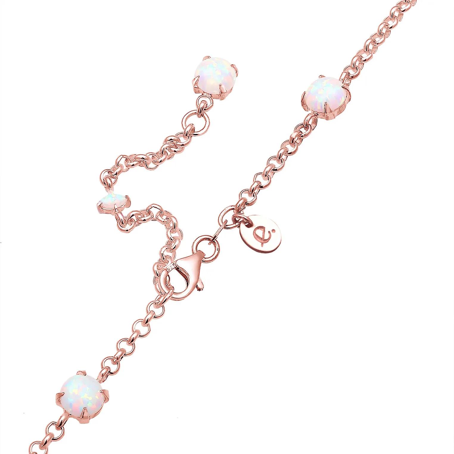 Thumbnail - Elli Halsketten - Halskette Erbskette Synthetischer Opal Stein 925 S - Gr. unisize - in Gold - für Damen