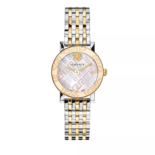 Versace GRECA GLASS Watch Silver & Yellow Gold Tone Dresswatch