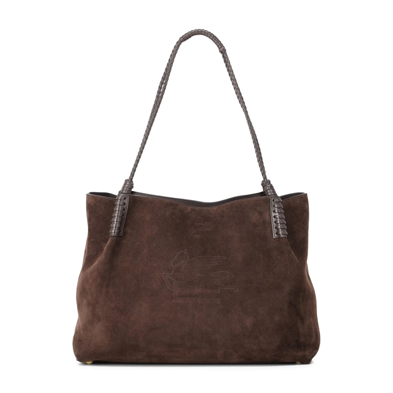 Etro Fourre-tout Shopper Libra aus Veloursleder Dunkelbraun