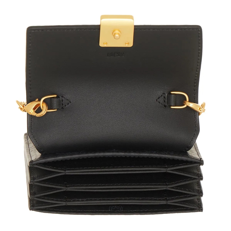 MCM Wallet On A Chain Aren Fold Wallet Mini Black(Image 6)