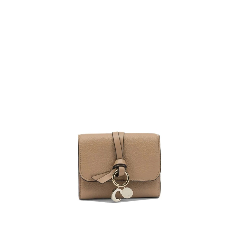 Chloé Porte-monnaie Textured Leather Wallet With Gold-Tone Accents Neutrals