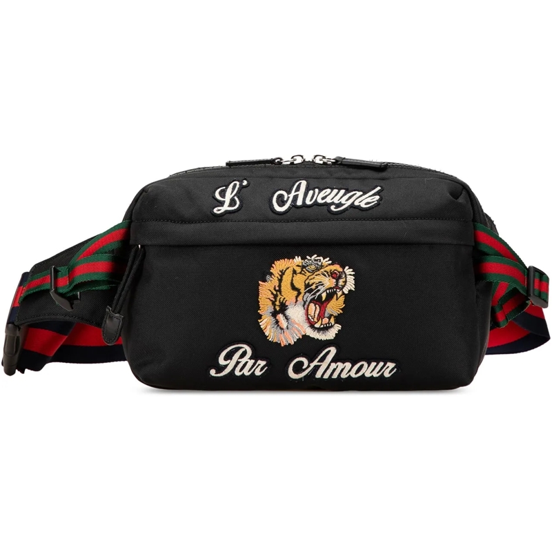 Gucci Gürteltasche Techno Canvas Web L Aveugle Par Amour Embroidered  schwarz